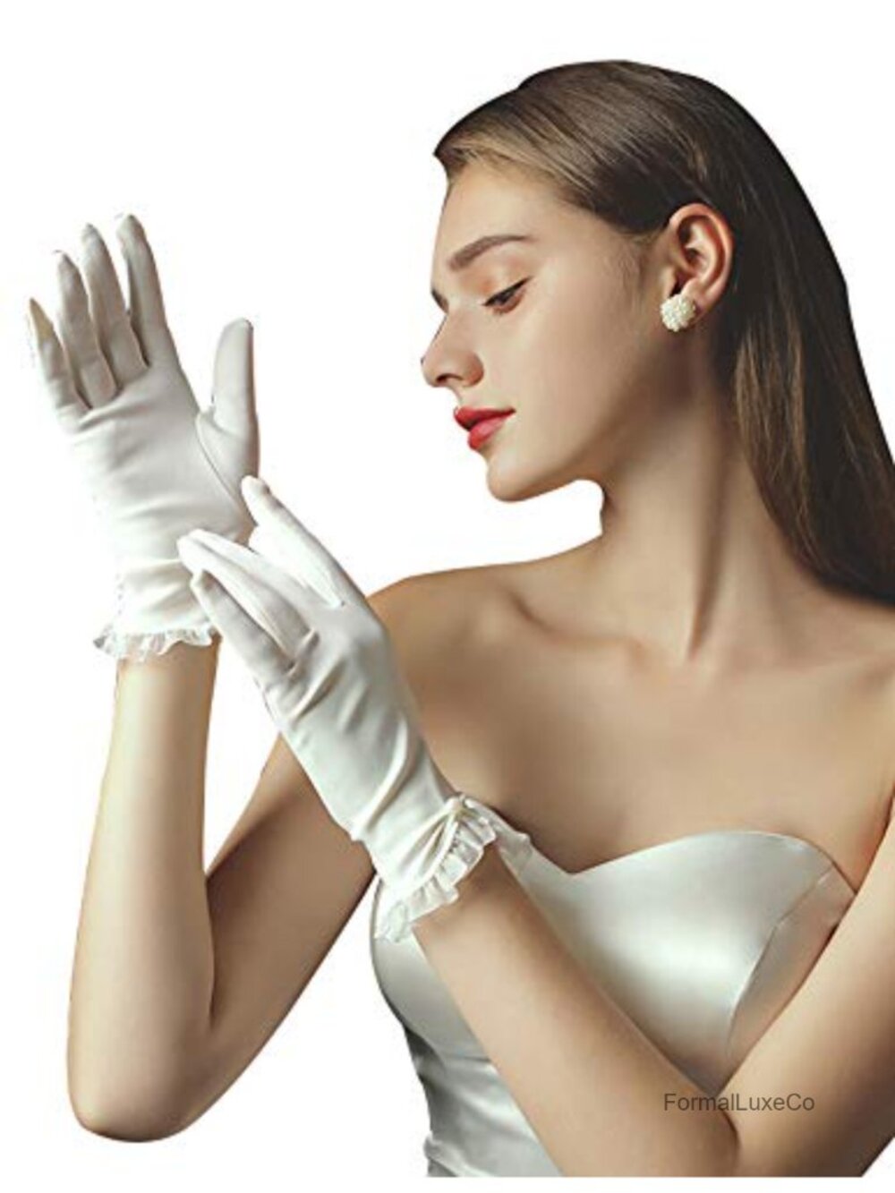 Satin Short Gloves Wrist Length Tea Party 1920s Costume Accessory